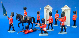 Royal guards with blue flag